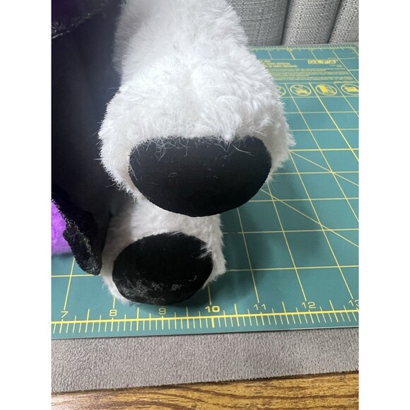 MTY International Panda Bear Plush Purple Black Bow Stuffed Animal Toy 10 Inch - Picture 11 of 11